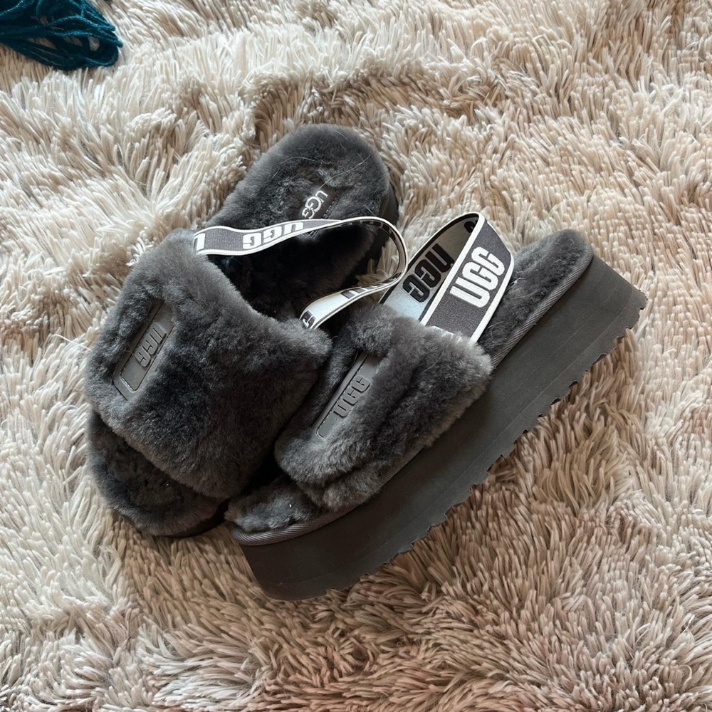 UGG Women's Charcoal Fluffy Slippers | NWT